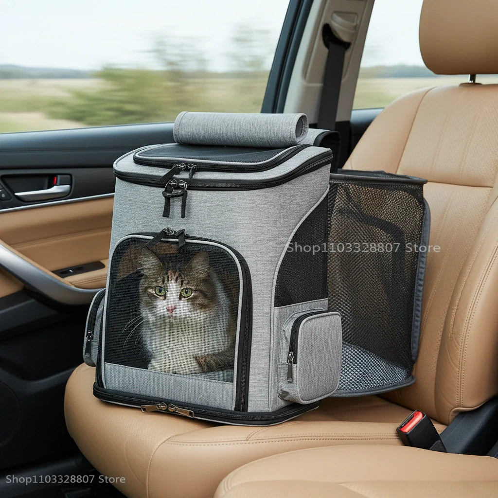 Photo produit de Sac de Transport Chat Dorsal Extensible Nylon - Vue 3