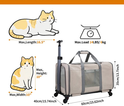 Sac de Transport Chat Chariot Robuste Voyage