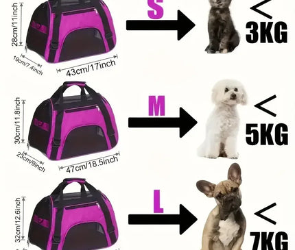 Sac de Transport Chat Souple Noir Zippé