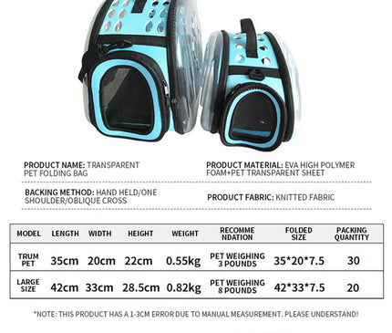 Sac de Transport Chat Bandoulière Rigide Pliable